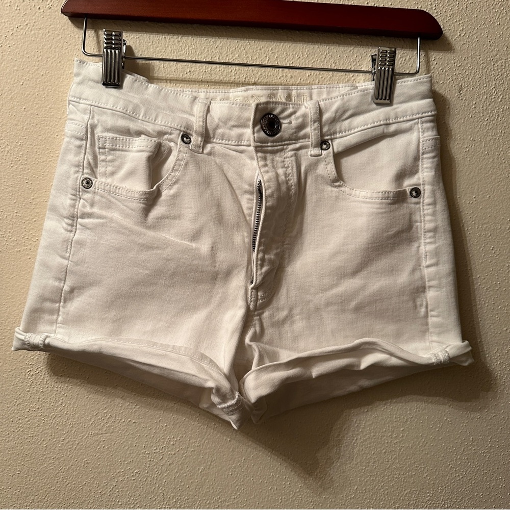 American Eagle Super Hi Rise Shortie Shorts White US 6